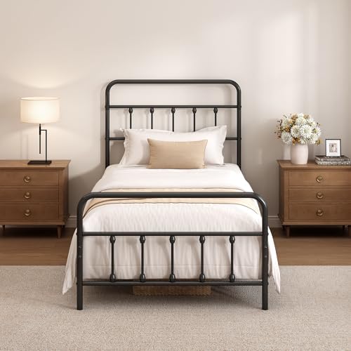 Twin Size Metal Bed Frame with Headboard and Footboard,Black - Image 3