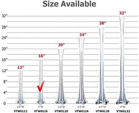 WGV Eiffel Tower Vase Bulk, Open 1", Height 16", (Multiple Sizes Choices) Clear Glass Floral Container with Sturdy Base, Flower Centerpiece for Wedding Event Home Decor, Arts Crafts, 12 Pieces - Image 3