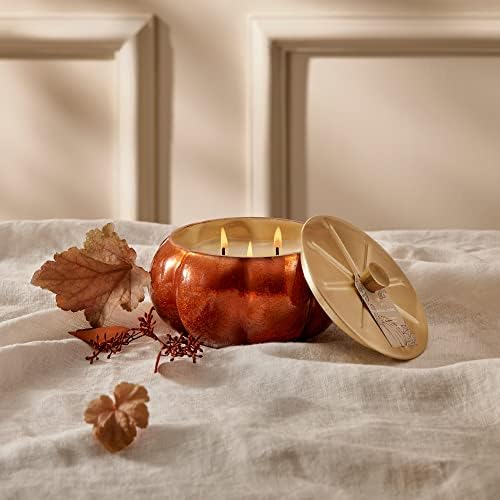 Thymes Pumpkin Laurel Statement Large Candle - Fall Scented Candle with Notes of Nutmeg, Cinnamon, Clove, Pumpkin, and Orange Peel - Luxury Home Fragrance - Burnt Orange, Pumpkin-Shaped (15 oz) - Image 2