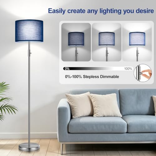 Floor Lamp Simple Design with Shade, Small Tall Lamps for Living Room Bedroom Office Dining Room Kitchen-Nickel - Image 3