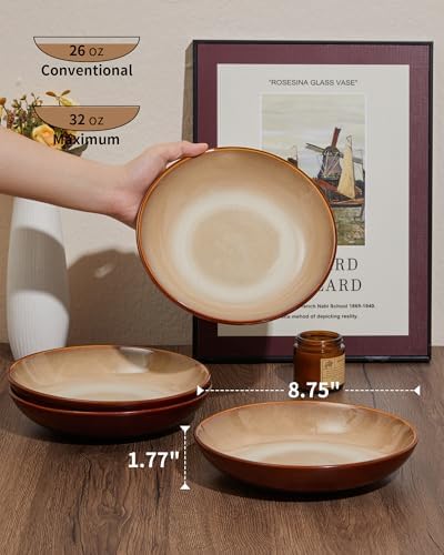 Pokini Stoneware Dinnerware Sets for 4, 16pcs Plates and Bowls Sets Dishes - Image 5