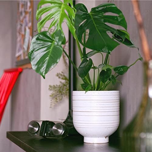 HERDUK Modern Ceramic Pottery Planter for Indoor Plants, White Minimalist Indoor Planter with Drainage, Contemporary Decorative Pot for Living Room, Office & Shelf Styling - Image 4