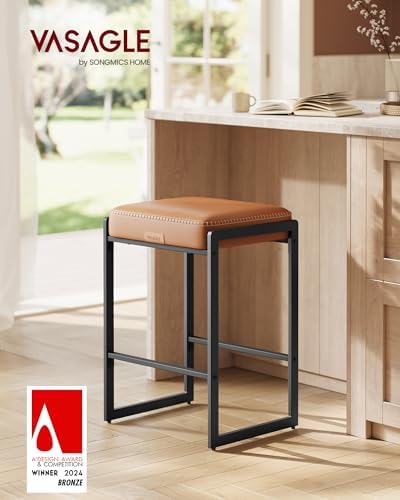 VASAGLE Bar Stools, Counter Height, PU Leather, 26-Inch - Image 3