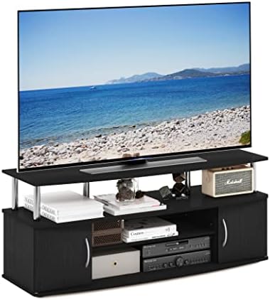 Furinno JAYA Large Entertainment Stand for TV Up to 55 Inch, Americano/Chrome by Furinno-FitsYourSpaceFitsYourBudget