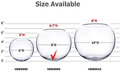 WGV Bowl Glass Vase, Diameter 8", Height 6.5", Open Width 3.75", (Multiple Sizes Choices) Clear Bubble Planter Terrarium Fish Bowl for Wedding Event Home Decor, 1 Piece (VBW0008) - Image 3