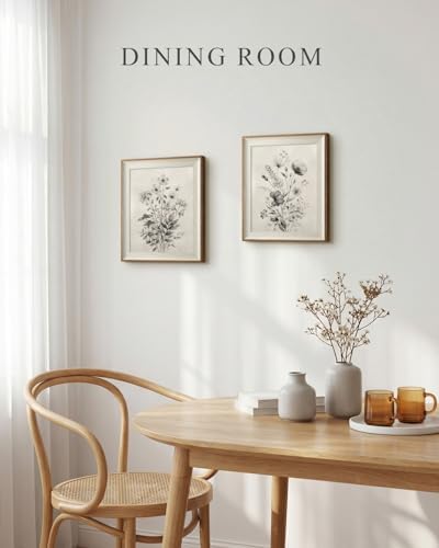 VIYYIEA Framed Monochrome Wildflower Botanical Wall Art Set, 10×12 Inch - Image 4