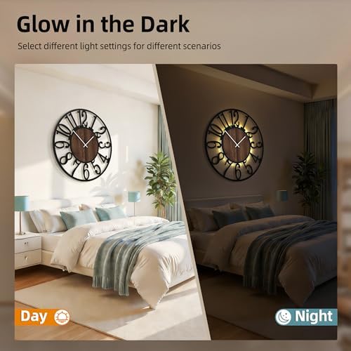 32" Silent Large Wall Clock – Adjustable Night Light, Battery Operated - Image 3