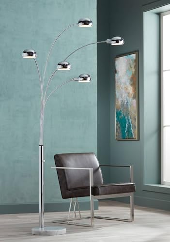 Infini 78" Tall 5-Light Marble Chrome Modern Arc Floor Lamp by Unknown