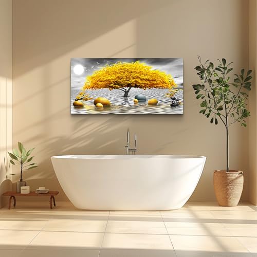 Wall decorations for living room Canvas Wall Art for bedroom Abstract wall decor Black and white Canvas Art Yellow tree paintings bathroom Home Decoration Hang Pictures Office large Wall Artworks - Image 5
