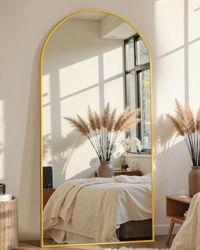 69"x28" Arched Full Length Mirror, Standing Floor Mirror, Gold by Unknown