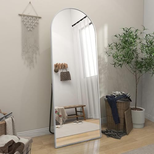 BEAUTYPEAK 64" x 21" Arch Full-Length Mirror with Stand, Silver - Image 6