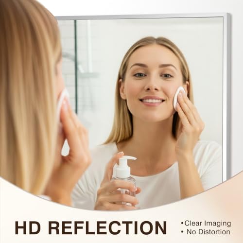 FICTOR Bathroom Vanity Mirror for Over Sink, 30" x 30", Silver - Image 3