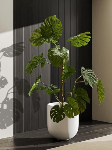 LE TAUCI 12 Inch Ceramic Pots for Plants, Large Planter, White - Image 4