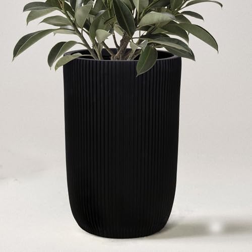 Oakrain 18" Tall Indoor Planter, Black Large Modern Decorative Pot - Image 6