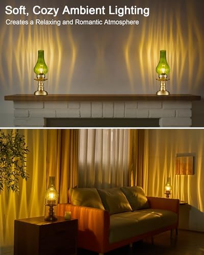 UMEXUS Vintage Rechargeable Cordless Table Lamp Battery Operated, Green - Image 3