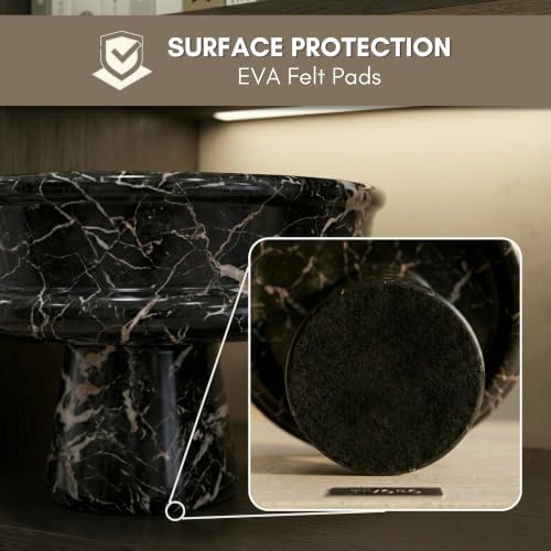 Marble Pedestal Bowl for Kitchen Counter, 10" Handcrafted Natural Stone Decorative Fruit Bowl, Catch-All Key Dish, Dining Table Centerpiece, Pedestal Bowl, & Housewarming Gift (Black Marble) - Image 5