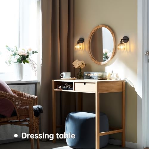 Shenmoyl Vintage Wall Sconce with Amber Tulip Glass Lampshade 180 Degree Adjustable Black Sconce Hradwired Modern Wall Lighting Fixture with Switch for Bedside Bedroom Doorway - Image 4