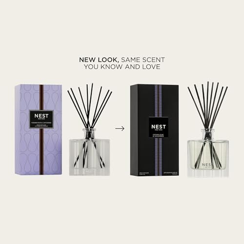 NEST New York Reed Diffuser, Cedar Leaf & Lavender - 5.9 fl oz - Fragrance for Up to 90 Days - Reusable, Refillable Glass Holder - Includes 8 All-Natural Reed Sticks - Flame Free - Image 2