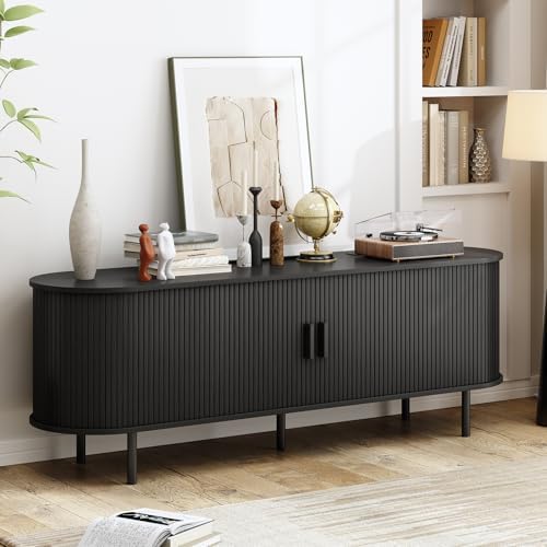 ComfyCorner 63" Mid Century Modern TV Stand with Sliding Doors for 65" TV - Image 4