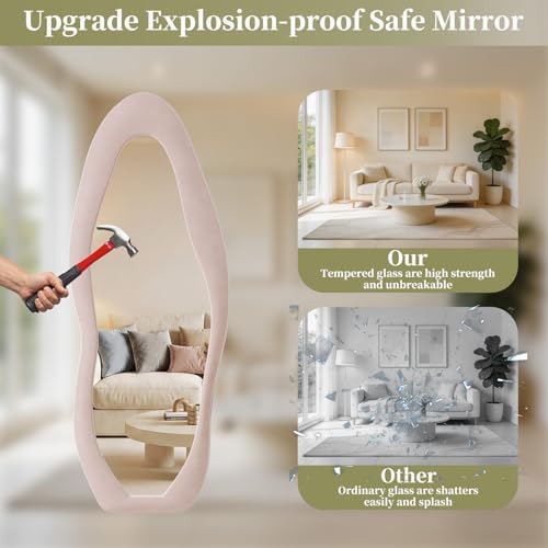 Koonmi Pink Mirror Full Length 71"x30", Wavy Full Body Mirror - Image 5