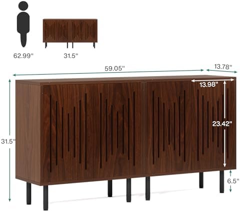 Tribesigns Set of 2 Sideboard Buffet with Storage, 59" Sideboard Cabinet - Image 2