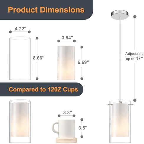 AKEZON 3 Pack Pendant Lights Kitchen Island, Adjust Height, Brushed Nickel - Image 6