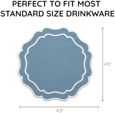 Linen Coasters for Drinks, Set of 6, 6 inch, Marine - Image 3