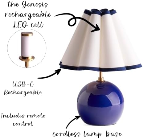 Pooky Lighting Cecily Rechargeable Ceramic Table Lamp 15" - Cordless Lamp - Image 4