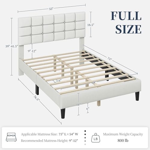Yaheetech Full Size Upholstered Tufted Bed Frame with Headboard - Image 2