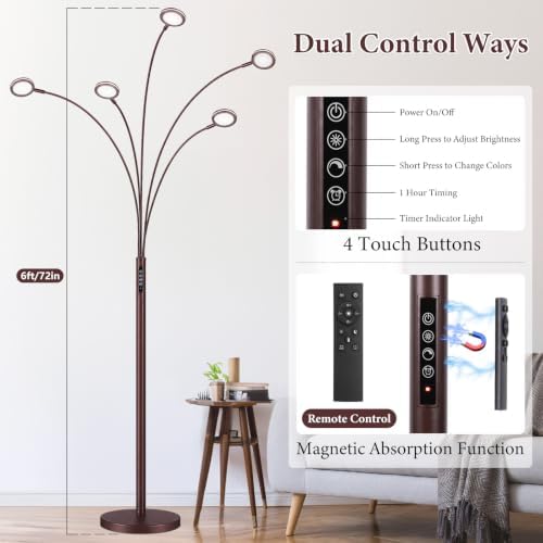 Bairth LED Arc Floor Lamp with Remote,2250LM Dimmable Floor Lamp with Timer - Image 2