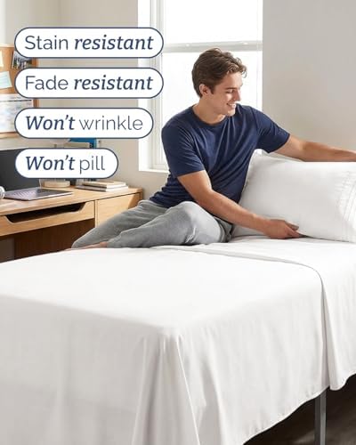 Twin XL 3 Piece Sheet Set - College Dorm Room Essentials - Antique White - Image 5