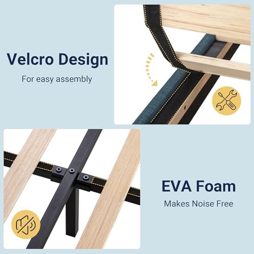 Allewie Twin Size Platform Bed Frame with Fabric Upholstered Headboard - Image 5
