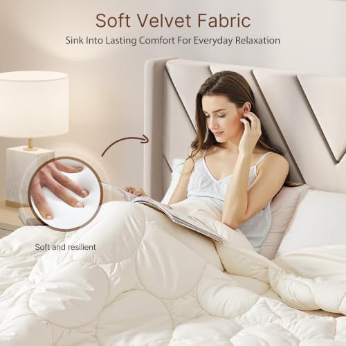 Yaheetech King Bed Frame with Chevron Channel-Tufted Headboard, Beige - Image 4