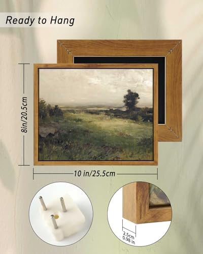 InSimSea Framed Canvas Wall Art Vintage Decor, The Vast Grassland Wall Art Room Decor, Classical Scenery Oil Painting Wall Artwork, Home Wall Decoration for Bedroom Living Room Bathroom, 8"x10" - Image 3