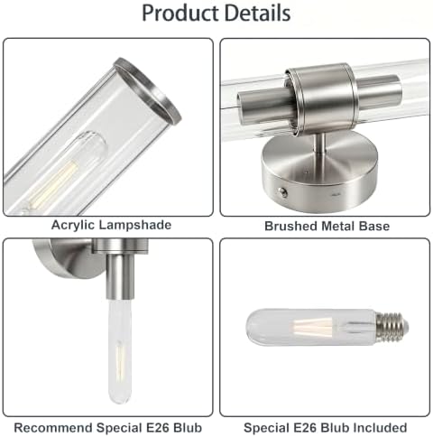 Brushed Nickel Battery Operated Wall Sconces Set of 2 with Remote - Image 4