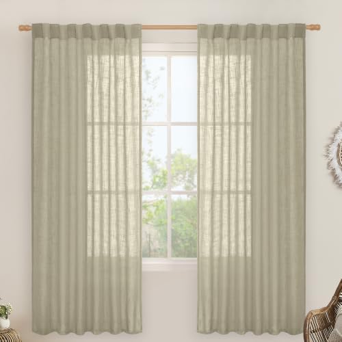 LAMIT Oatmeal 72 inch Linen Textured Curtains for Living Room 2 Panels by LAMIT