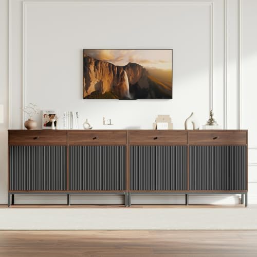 Mericonia Sideboard Buffet Cabinet Storage, Modern Wood Console Fluted Credenza - Image 5