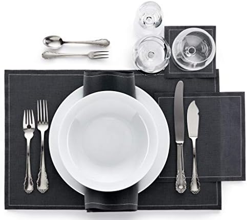 Linen Cocktail Napkin - 4.3 x 4.3 in - 50 units per roll - Intense Grey - Image 3
