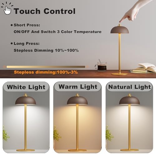 2 Pack Cordless Table Lamp Rechargeable, 5000mAh Battery Table Light - Image 2