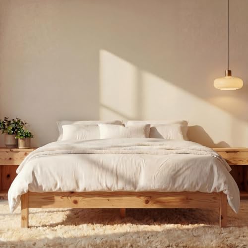 LIFEMENT Full Bed Frame Signature Wood Platform, Noise Free, Under Bed Storage, No Box Spring Needed, Easy Assembly, Natural Natural by LIFEMENT