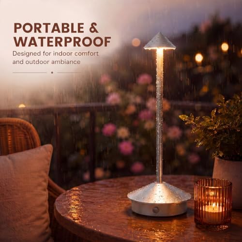 6 Pack Cordless Table Lamp, 3 Color Stepless Dimmable, Silver - Image 4