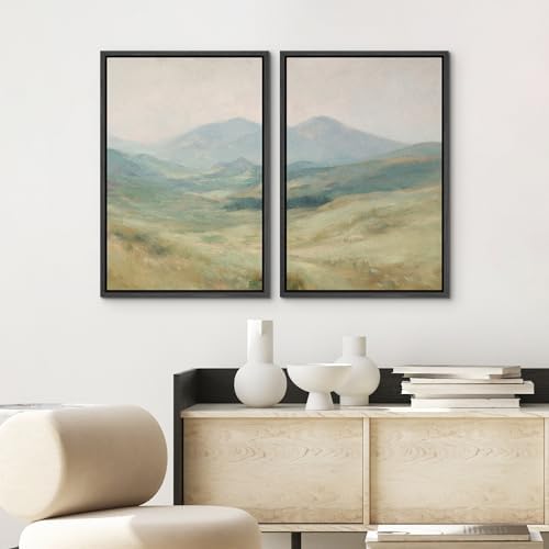 SIGNWIN Framed Wall Art Print Set Soft Pastel Mountain Landscape Serene Photography Modern Art Rustic Relax/Calm Multicolor for Living Room, Bedroom, Office - 24"" x36 x2 BLACK - Image 3