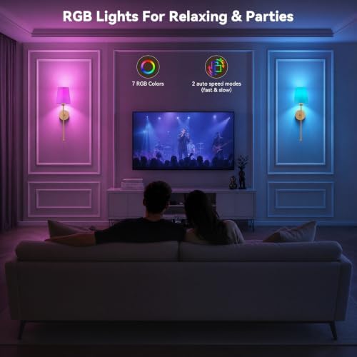 Battery Operated Wall Sconces, Gold, 2 Pack with Magnetic Bulbs,RF Remote - Image 7