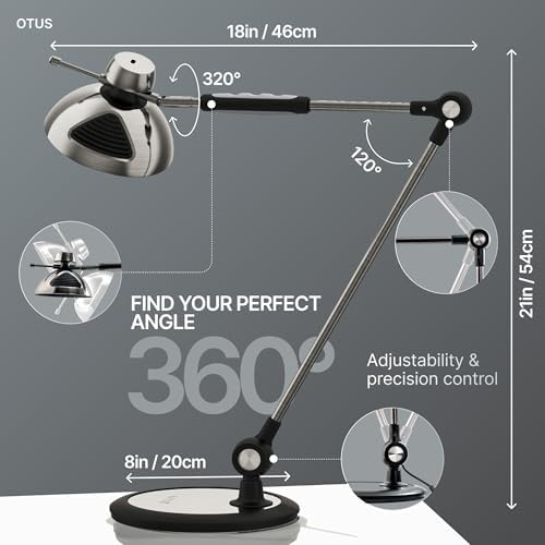 OTUS Tall LED Architect Desk Lamp for Home Office, Gesture Control - Image 5