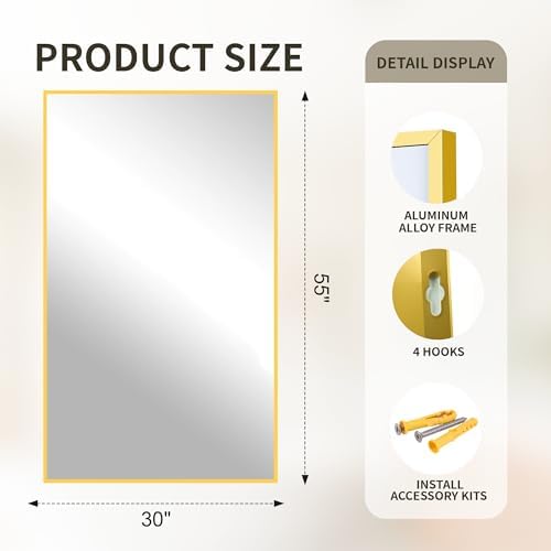 FICTOR Bathroom Vanity Mirror for Over Sink, 55" x 30", Gold - Image 2