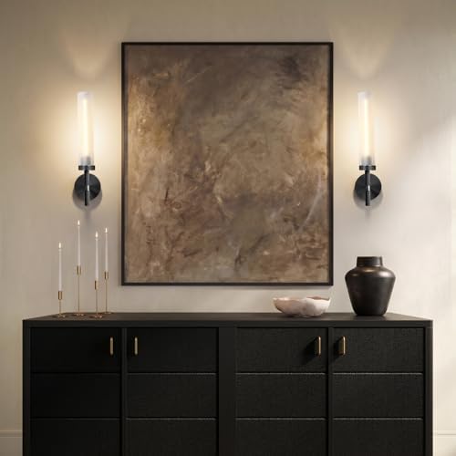 Bblack Knurled Wall Sconce 20", Bathroom Wall Sconce,Glass Tube Brass Sconces Wall Lighting,Bathroom Sconces Side of Mirror,Vanity Sconce Lights for Bath - Image 4