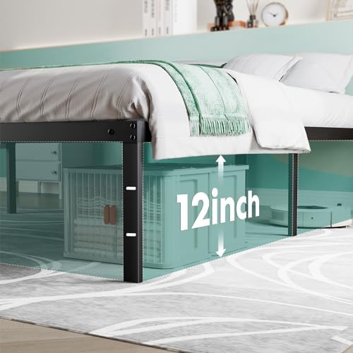 Sweetcrispy Full Bed Frame - 14 Inch Metal Platform Bed Frames for Full Size with Storage Space Under Frame, Sturdy Steel Slat Support, No Box Spring Needed - Image 6