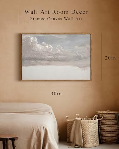 InSimSea Framed Canvas Wall Art Vintage Decor, Home Decor Classical Oil Painting Cloud Study Large Decorations for Living Room, Wall Art for Bedroom Bathroom Gallery, 20"x30" - Image 4