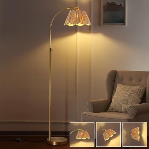 64'' Adjustable Arc Floor Lamp with Natural Rattan Woven Shade - Image 5