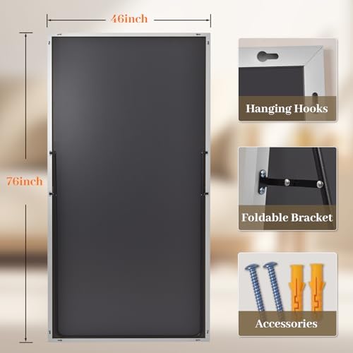 Easly Full Length Mirror with Stand 46"x76" Full Body Mirror Floor Mirror Standing Hanging or Leaning Wall, Wall Mirror with Stand Aluminum Alloy Frame for Living Room Bedroom Cloakroom,Silver - Image 4